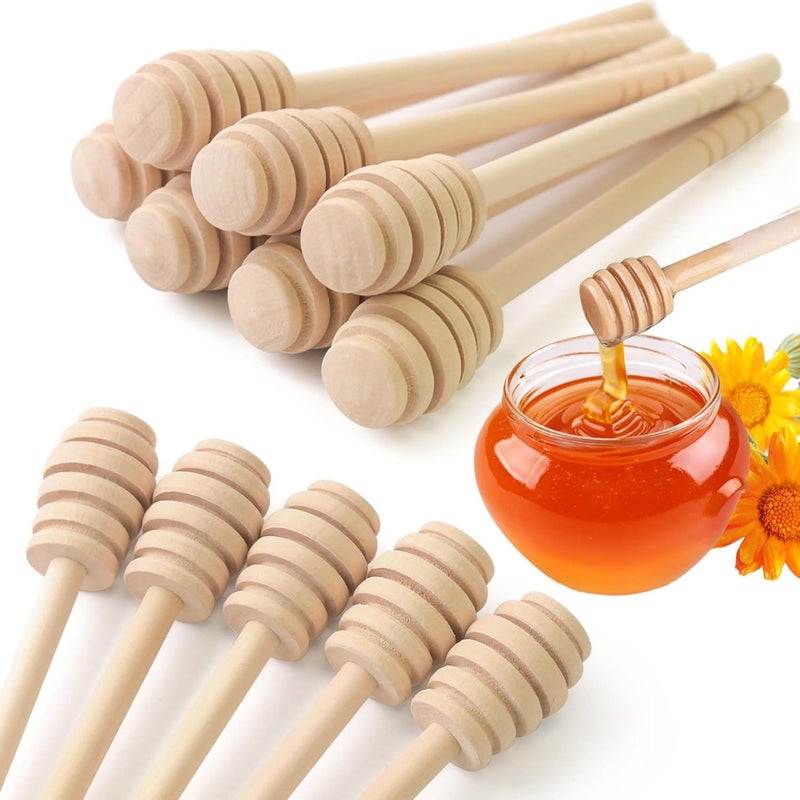 JIABEIUS 24 Pack Wooden Honey Dipper Sticks, 6.3 Inch Stirrer Stick for Honey Jar Dispense Drizzle and Wedding Party Gift - Image 1