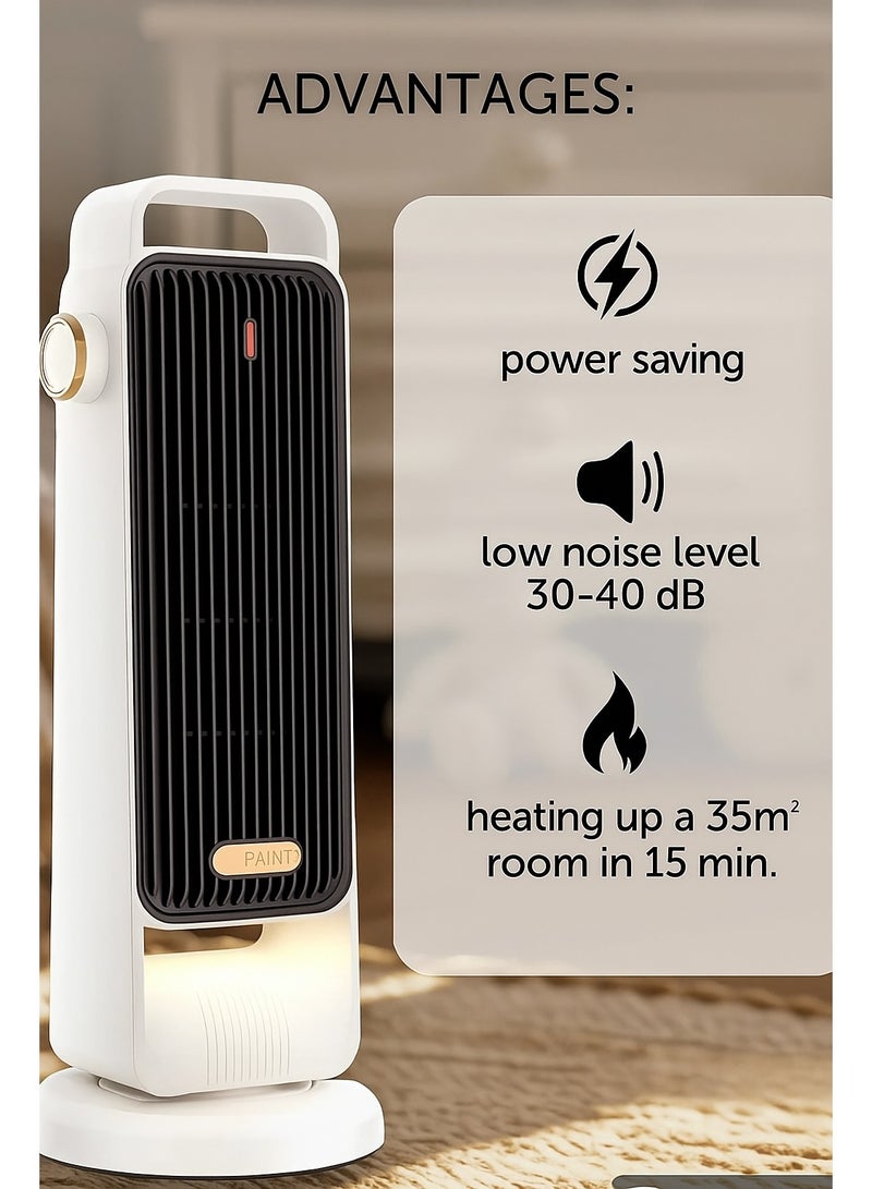 أوريون ماكس سخان برجي محمول ومروحة تبريد 2 في 1 بقوة 2000 واط - 5 أوضاع للهواء البارد والدافئ والساخن مع دوران وتشغيل هادئ وحماية آمنة للمنزل والمكتب وغرفة النوم - Image 2