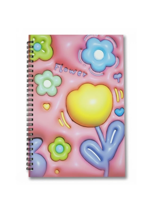 لوكاداه دفتر ملاحظات حلزوني ثلاثي الأبعاد، 80 صفحة، غلاف سيليكون ناعم، مزين بنجوم وسحب، يوميات كتابة لطيفة بحجم A5 للمدرسة والمكتب والرسم وتدوين اليوميات والملاحظات والقرطاسية الإبداعية، فكرة هدية (25*17.5 سم) - Image 5