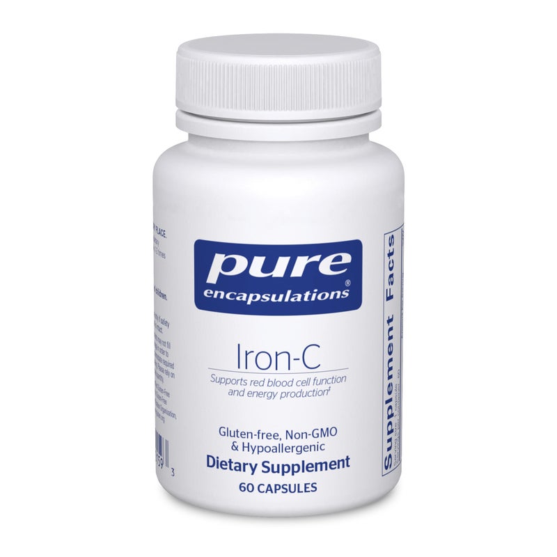 Pure Encapsulations IronC 15 mg 175 mg Vitamin C Red Blood Cell Support Energy Production Highly Bioavailable Iron Pill Gluten Free Vegan 60 Capsules