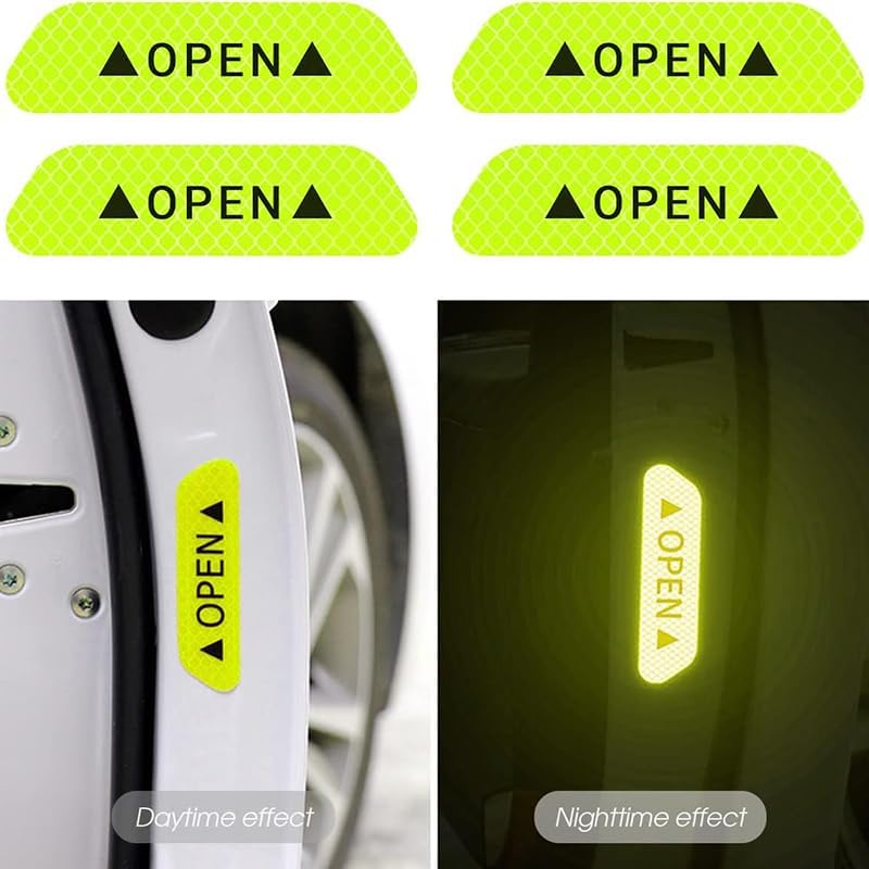 4PCS Door Open Warning Reflective Stickers Compatible with Mitsubishi Lancer Evolution, Anti-Collision Protective Night Decals Sticker Decoration Accessories,Yellow - Image 3