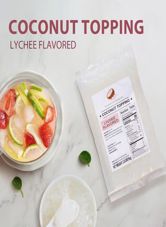 Soeos Lychee Flavored Coconut Jelly Strips, 2.2 lbs (1 Kg), Lychee Jelly for Boba Tea, Sweet and Chewy Tropical Snack, Perfect Topping for Ice Cream, Desserts, and Drinks, Ready to Eat - Image 3