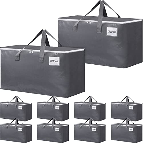 BlissTotes Large Moving Bags and with Zippers  Handles Moving Supplies with lids Heavy Duty Totes for Storage Bags for Space Saving Fold Flat Moving and Storing 93L 10 Pack