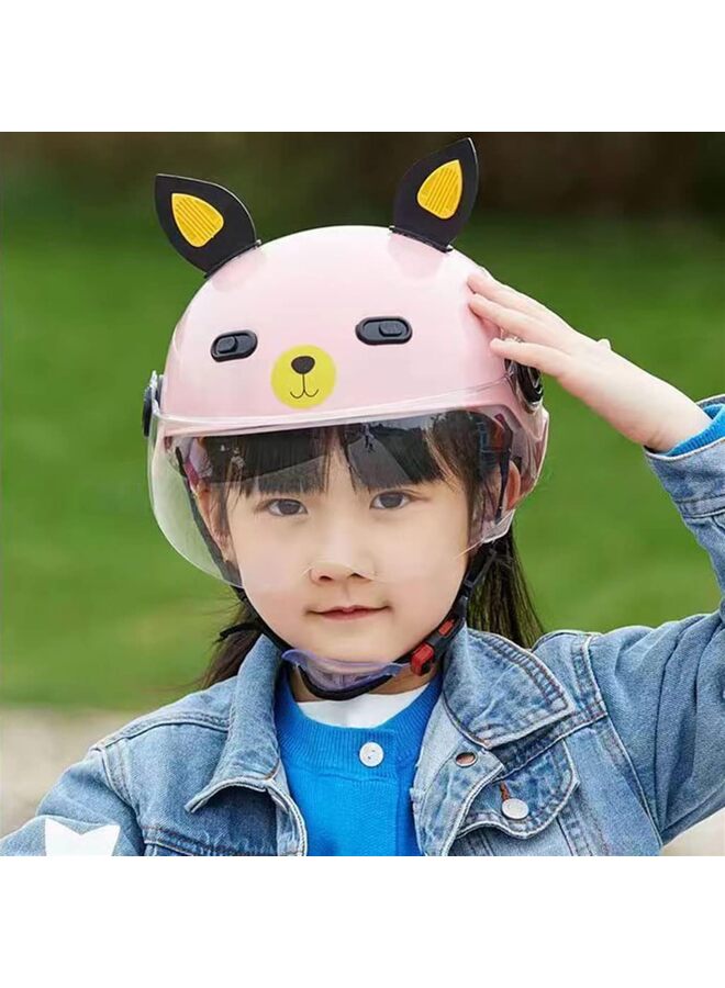 خوذة مفتوحة للأطفال خوذة نصفية للأطفال 3/4 للدراجات البخارية خوذة جت عصرية كلاسيكية للأولاد والبنات من 2 إلى 14 سنة (اللون: وردي) - Image 5