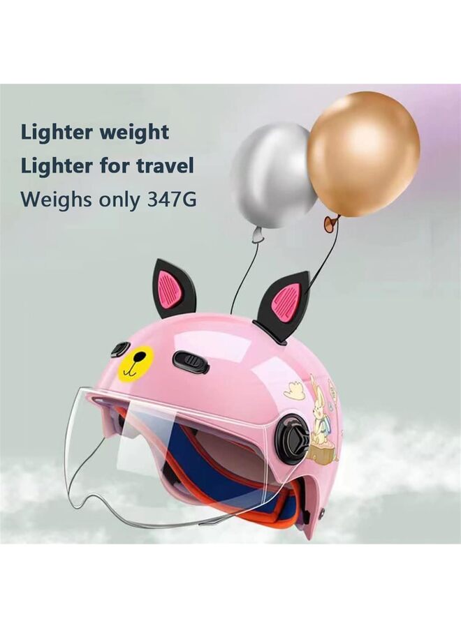 خوذة مفتوحة للأطفال خوذة نصفية للأطفال 3/4 للدراجات البخارية خوذة جت عصرية كلاسيكية للأولاد والبنات من 2 إلى 14 سنة (اللون: وردي) - Image 3