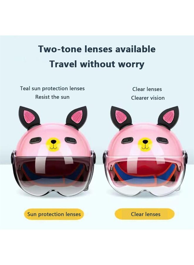 خوذة مفتوحة للأطفال خوذة نصفية للأطفال 3/4 للدراجات البخارية خوذة جت عصرية كلاسيكية للأولاد والبنات من 2 إلى 14 سنة (اللون: وردي) - Image 2