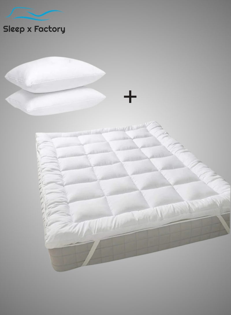 Sleep x Factory Diamond Package a Luxurious Mattress Topper 10 cm Hight with Luxurious Pillows - Image 2