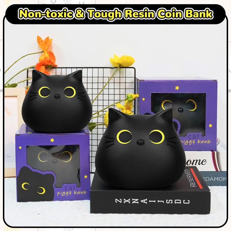 JIZWPOOM Piggy Bank, Black Cat Money Saving Box Gifts for Kids, Black Cat Bank Coin Box Cat Coin Bank Piggy Bank Toy for Adults Boys Girls Birthday 7 X 6 inches - Image 5