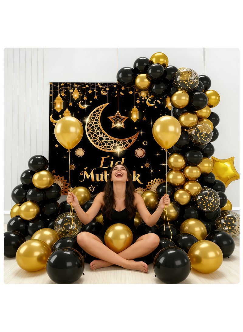 عالم البالونات بالونات عيد مبارك من رقائق الألومنيوم على شكل قمر ونجمة وهيليوم ورمضان كريم لتزيين المنزل ومستلزمات الحفلات الإسلامية - Image 3