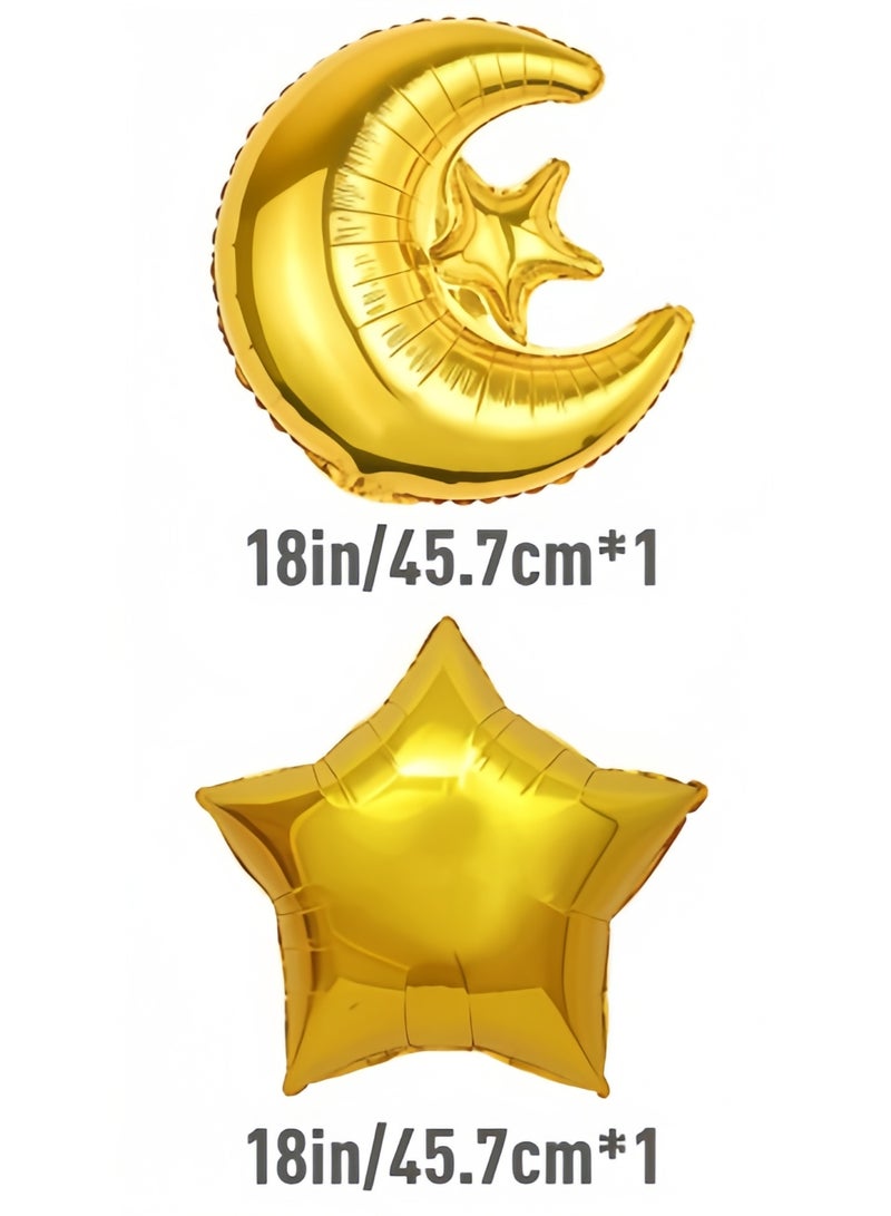 عالم البالونات بالونات عيد مبارك من رقائق الألومنيوم على شكل قمر ونجمة وهيليوم ورمضان كريم لتزيين المنزل ومستلزمات الحفلات الإسلامية - Image 4