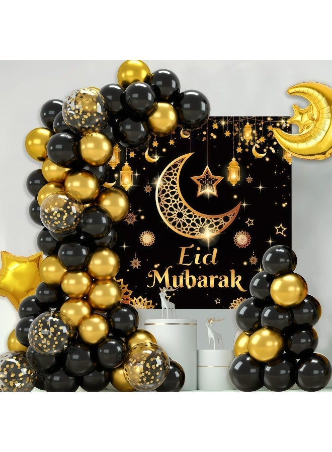 عالم البالونات بالونات عيد مبارك من رقائق الألومنيوم على شكل قمر ونجمة وهيليوم ورمضان كريم لتزيين المنزل ومستلزمات الحفلات الإسلامية - Image 1