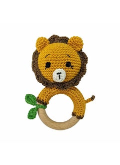 Happy Threads Happy Threads, Crochet Lion Rattle for Newborn,Babies, Soft Handmade Rattle Toys for Kids, Childsafe (BIS Certified)  - Image 1