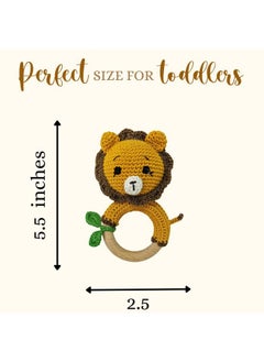 Happy Threads Happy Threads, Crochet Lion Rattle for Newborn,Babies, Soft Handmade Rattle Toys for Kids, Childsafe (BIS Certified)  - Image 2