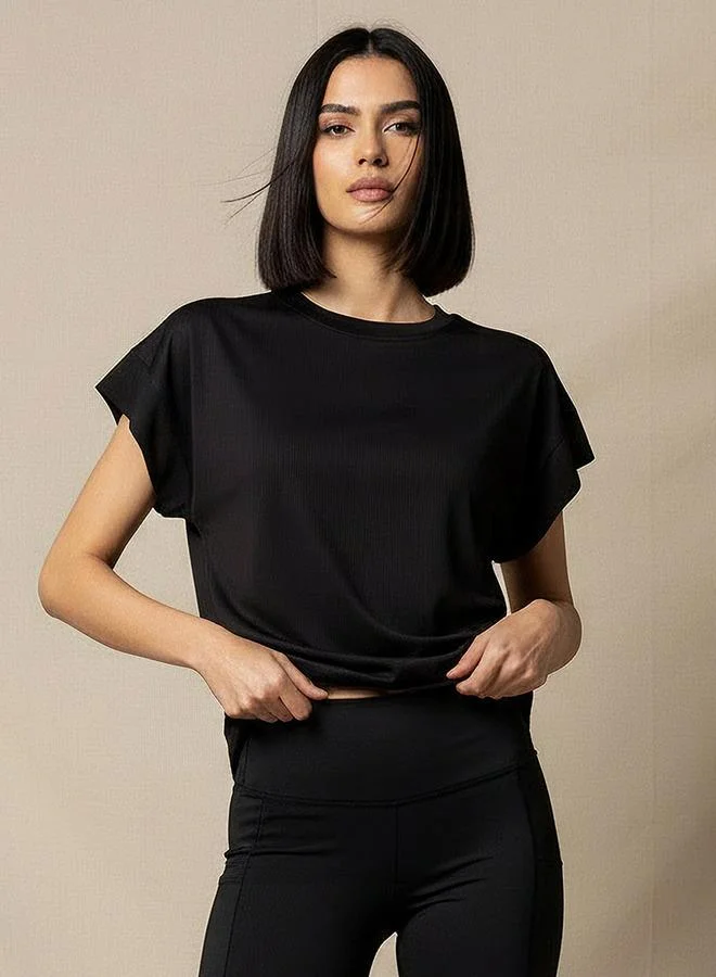 Splash Active Women Ribbed 2 Way Stretch Boxy T-shirt