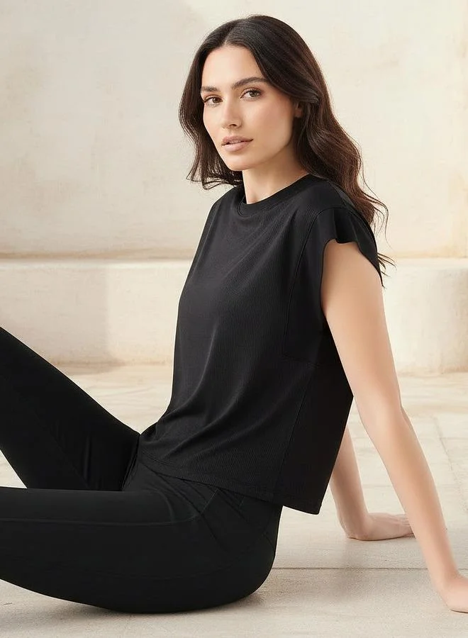 Splash Active Women Ribbed 2 Way Stretch Boxy T-shirt