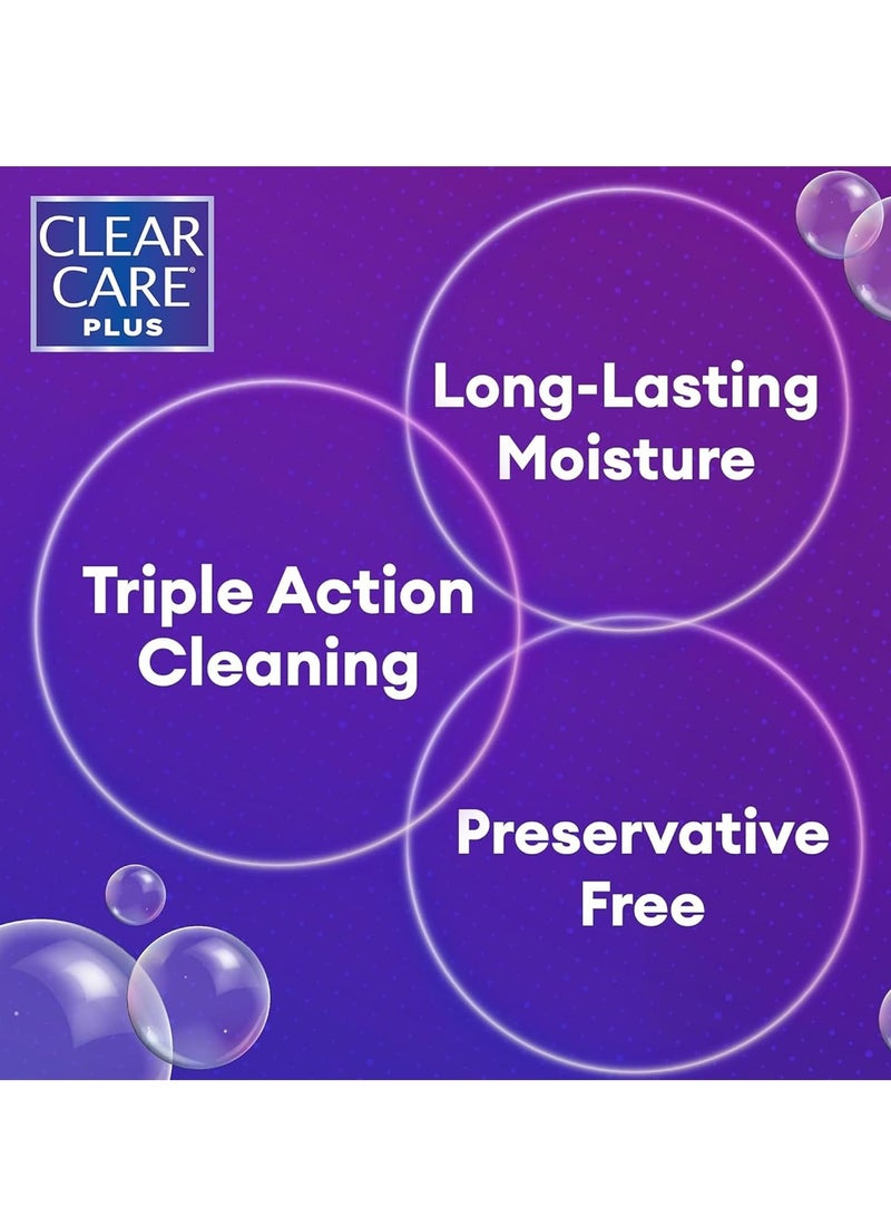 كلير كير بالإضافة إلى محلول التنظيف والتطهير HydraGlyde بنسبة 3% من بيروكسيد الهيدروجين لجميع العدسات اللاصقة اللينة والصلبة - عبوة من قطعتين سعة 480 مل مع حافظتين للعدسات - Image 2