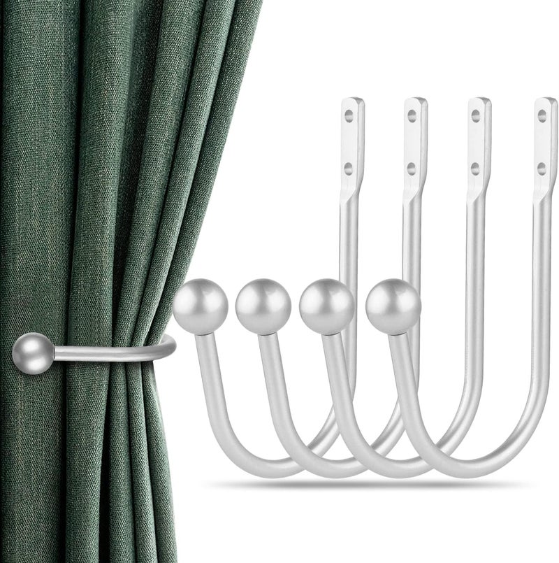 gobutend Curtain Holdbacks, 4pcs Curtains Holder Wall Mounted Drapery Tiebacks Retro Window Hook for Home Decor - Image 1