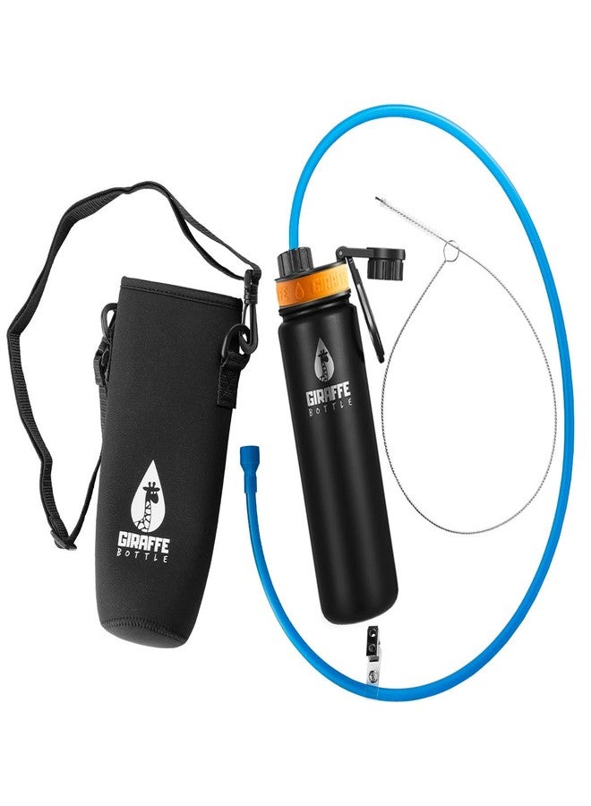 Giraffe Bottle Journey Hydration System, Insulated Stainless Steel Bottle, 36 inch / 91 cm Journey Straw, with Neoprene Bottle Carrier - Image 1