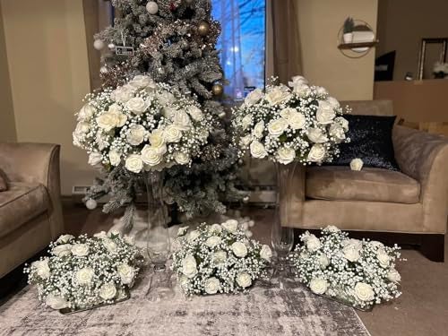DEEMEI 6 PCS Babys Breath Artificial Flowers Fake Babys Breath Flowers Artificial Bulk White Gypsophila Bouquets Real Touch Faux Flowers for Wedding Floral Arrangement Party Home Decoration - Image 4