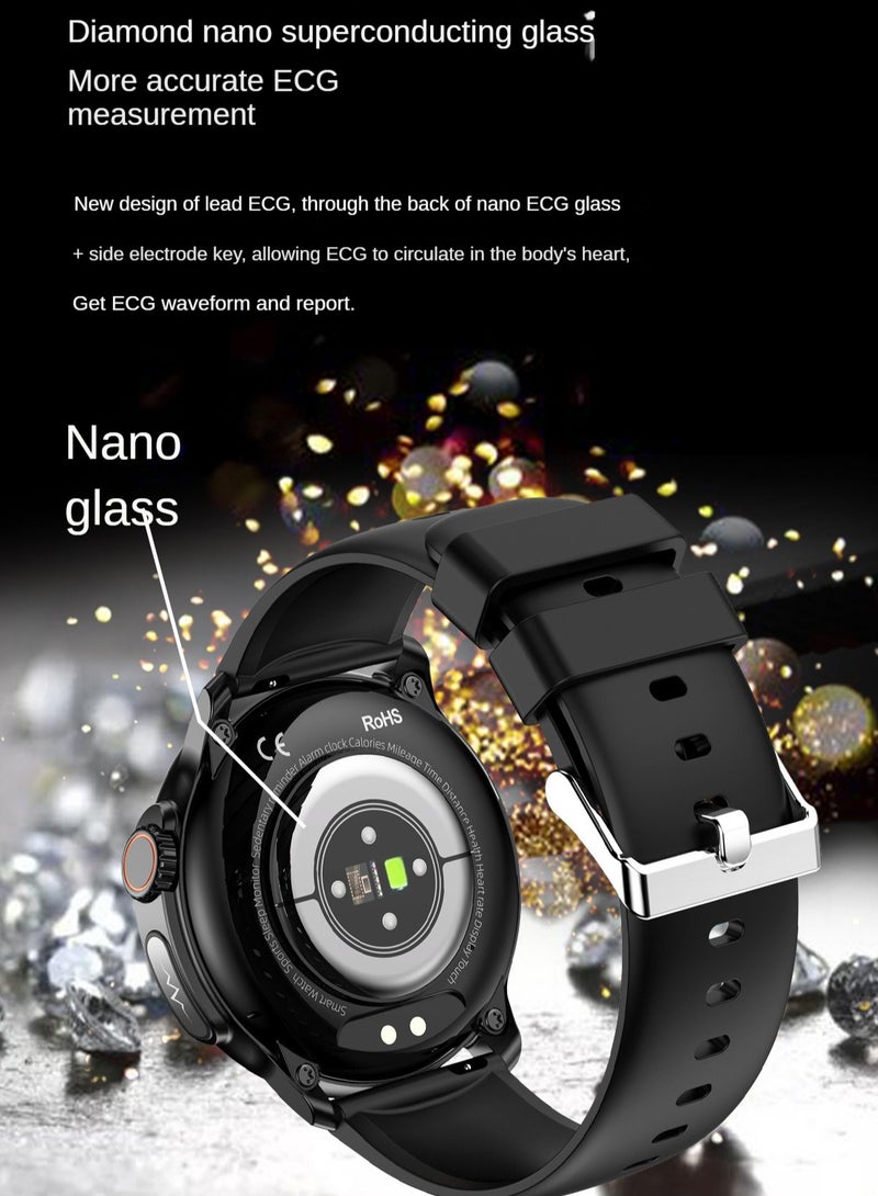 AROAQ ET481 Smart Watch, Bluetooth Call Smart Wrist Watch, Multifunctional Health Tracker Watch With Multiple Sports Mode, Body Temperature, Blood Oxygen And Blood Pressure Monitoring, (black leather) - Image 2