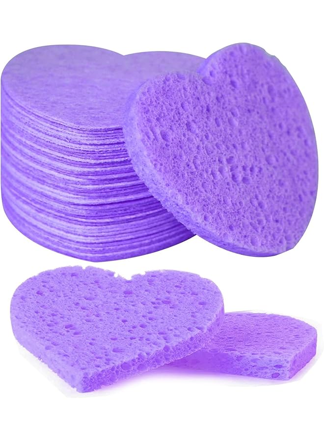 erorex Compressed Facial Sponges Magic Mask Remover Sponge Heart Shaped Sponge For Face Cleansing - Image 5