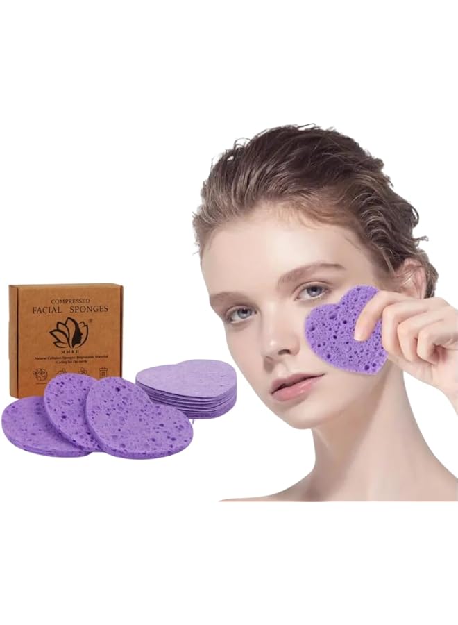 erorex Compressed Facial Sponges Magic Mask Remover Sponge Heart Shaped Sponge For Face Cleansing - Image 1