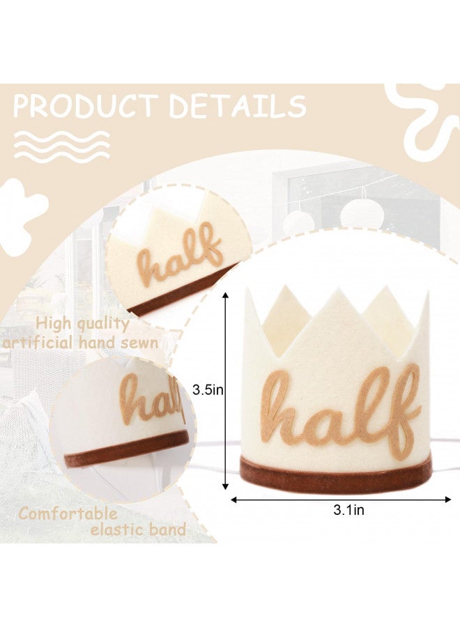 Agkvw Half Birthday Crown - Boho Cake Smash Prop, 6 Months Hat for Boys in Brown - Image 3