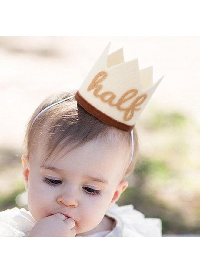 Agkvw Half Birthday Crown - Boho Cake Smash Prop, 6 Months Hat for Boys in Brown - Image 1