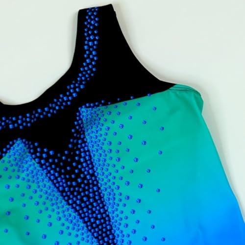 GK Girls Dazzling Diamonds Gymnastics Leotard - Dance Costume with Matching Scrunchie for Toddlers, Children, Juniors (CXS, Blue) - Image 3