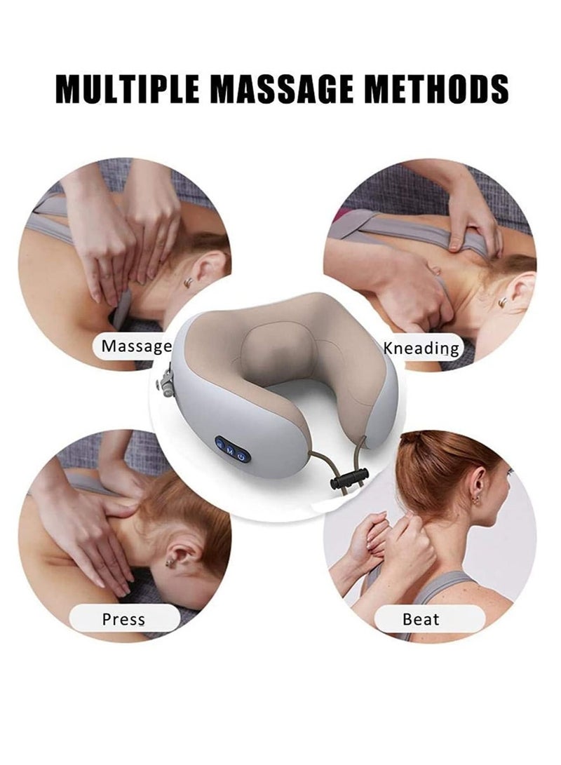 Rechargeable U Shaped Cervical Massage Pillow Neck Massager Vibration Pillow, - Image 2