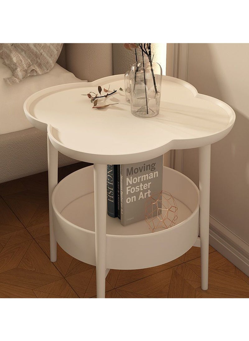YQbest - 2 Tier Side Table with Storage Basket, Coffee Table End Table for Living room, Bedroom, Small Space, Bedside Table, Easy Assemble, 45 * 45cm (Beige) - Image 1