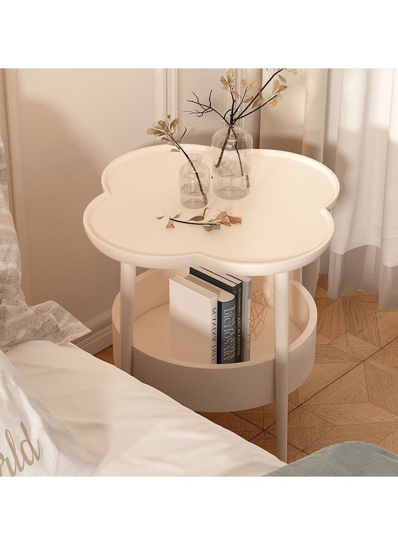 YQbest - 2 Tier Side Table with Storage Basket, Coffee Table End Table for Living room, Bedroom, Small Space, Bedside Table, Easy Assemble, 45 * 45cm (Beige) - Image 1