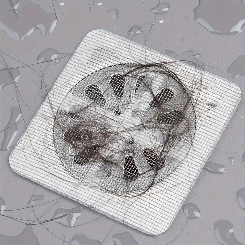 STOCKCLUB STOCKCLUB 10 Pack Disposable Shower Drain Hair Catcher Drain Hair Catcher Waterproof Mesh Stickers for Bathroom Accessories Apartment Essentials for Kitchen Sink Bathtub 4 X 4  - Image 3