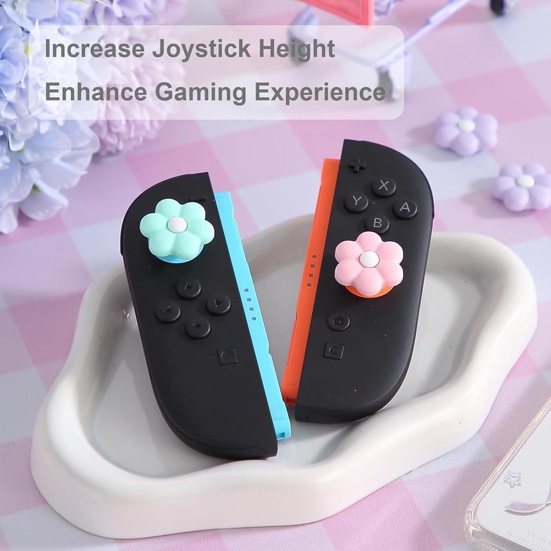 مقابض الإبهام لـ Nintendo Switch 2، أغطية أزرار العصا التناظرية لوحدة تحكم Joycon لـ Switch 2، سيليكون ناعم باللون الأرجواني والوردي، إكسسوارات ألعاب زهرية كawaii ديزي - 6 قطع - Image 2