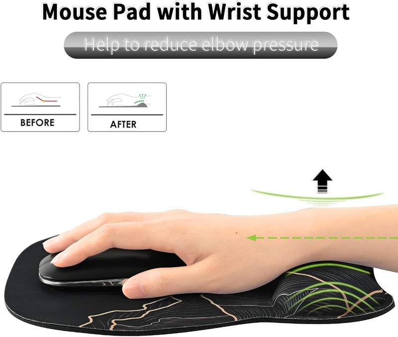 Eoocoo Ergonomic Mouse Pad with Wrist Support, Mousepad with Memory Foam Wrist Rest and Non-Slip Base for Computer, Cafe, Home & Office, 9.64 x 8.26 in Office Desk Accessories - Image 3