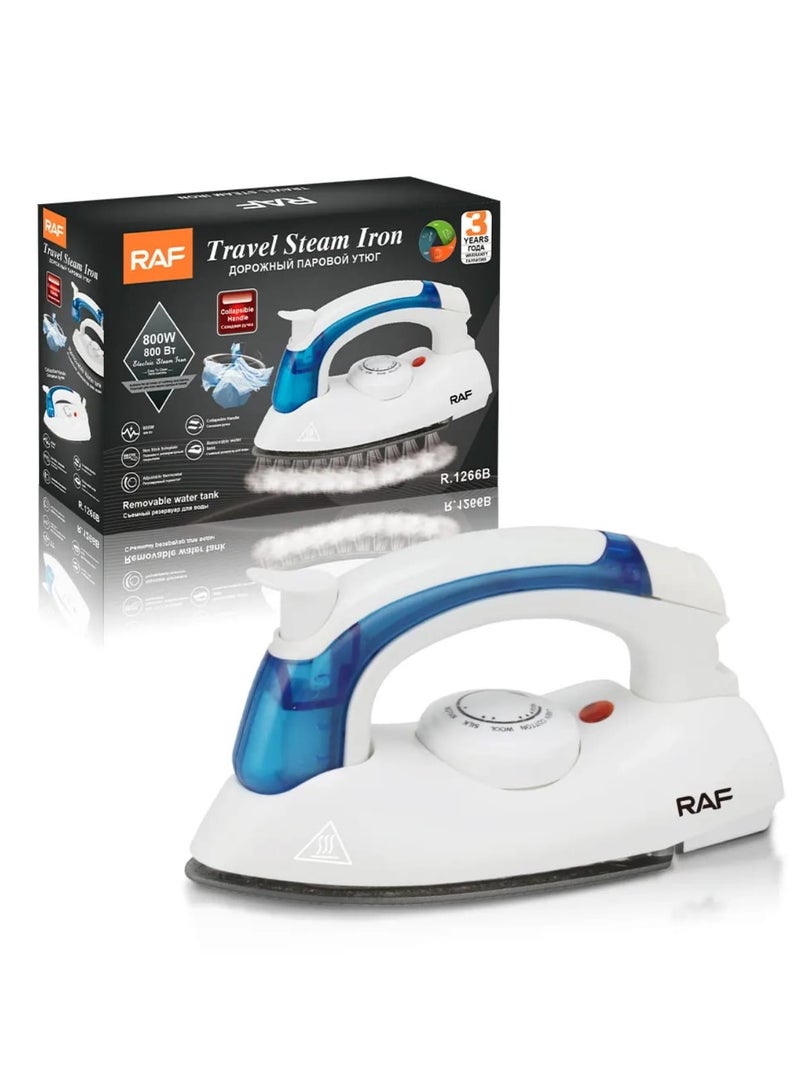 آر إيه أف مكواة بخار كهربائية صغيرة محمولة قابلة للطي وقابلة للتعديل من RAF (800 واط) مع قاعدة غير لاصقة ومكواة بخار صغيرة للسفر - Image 2