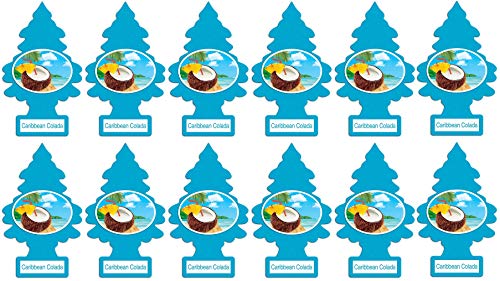 LITTLE TREES Car Air Freshener Hanging Paper Tree for Home or Car Caribbean Colada 12 Pack