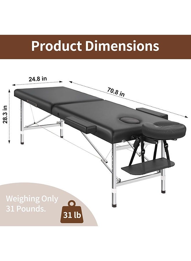 Massage Table Portable, Adjustable Lash Bed, Adjustable Massage Bed, Facial Ssthetician Bed, Professional Tattoo Table, Spa Bed with Stainless Steel Frame