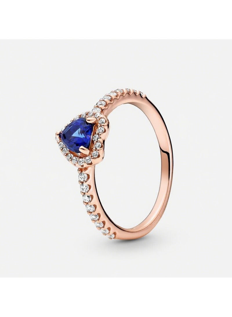 DORA brilliant blue three-dimensional heart-shaped gemstone ring - Image 1