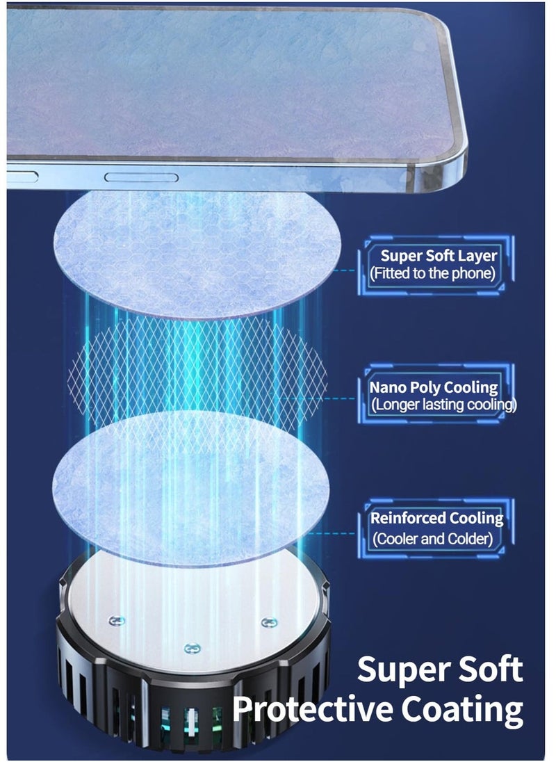 Loquat Magnetic Cell Phone Cooler, Rechargeable Semi Conductor Cell Phone Radiator, with Colorful LED Light, Portable Lightweight Mobile Phone Cooling Fan, for Phone/Tablet/IPad  - Image 5