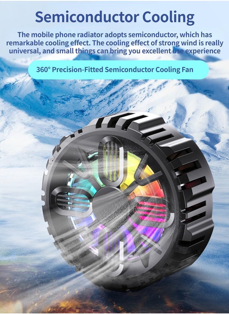 Loquat Magnetic Cell Phone Cooler, Rechargeable Semi Conductor Cell Phone Radiator, with Colorful LED Light, Portable Lightweight Mobile Phone Cooling Fan, for Phone/Tablet/IPad  - Image 2