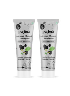 Perfora Activated Charcoal Toothpaste & Mouthwash Combo | Sls, Titanium Dioxide & Alcohol Free | Bamboo Charcoal For 3X Whiter Teeth | Enamel Safe Teeth Whitening Toothpaste For Men & Women -Pack Of 2  - Image 1