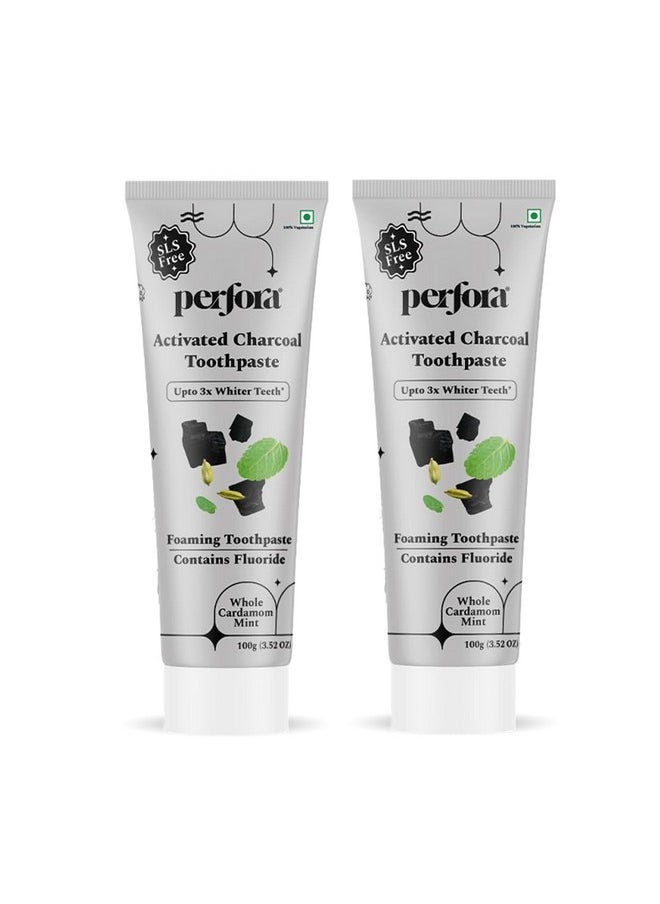 Perfora Activated Charcoal Toothpaste & Mouthwash Combo | Sls, Titanium Dioxide & Alcohol Free | Bamboo Charcoal For 3X Whiter Teeth | Enamel Safe Teeth Whitening Toothpaste For Men & Women -Pack Of 2  - Image 1