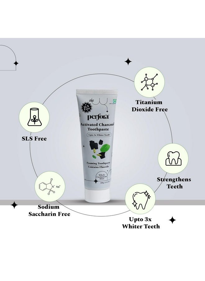 Perfora Activated Charcoal Toothpaste & Mouthwash Combo | Sls, Titanium Dioxide & Alcohol Free | Bamboo Charcoal For 3X Whiter Teeth | Enamel Safe Teeth Whitening Toothpaste For Men & Women -Pack Of 2  - Image 4