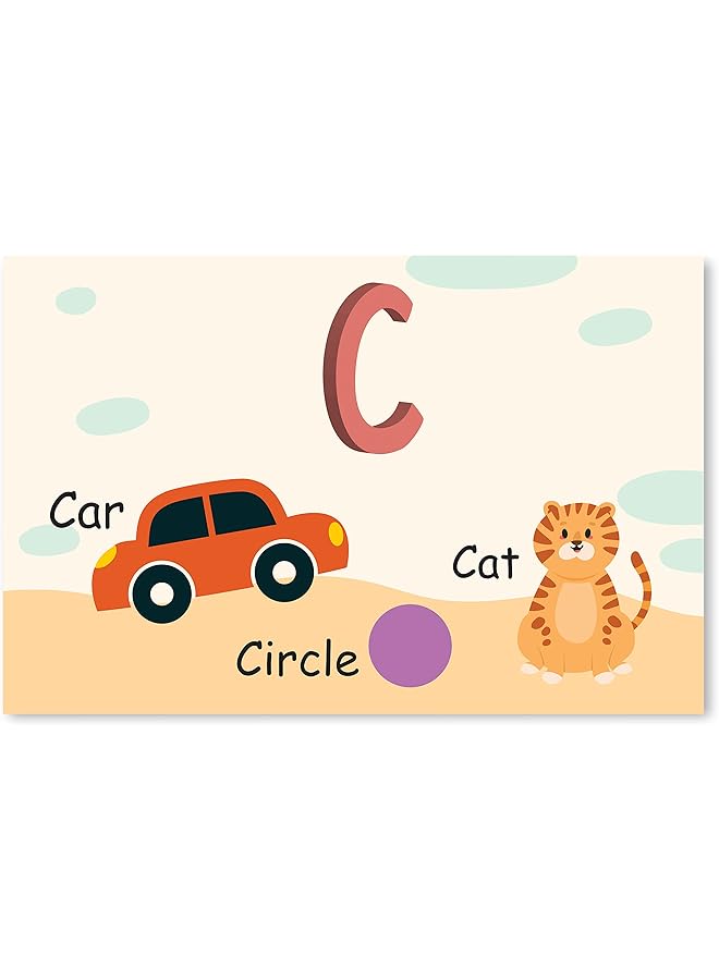 Funz C Alphabet Letter Printed Boards Animal Pattern Frames Matching Puzzle Game Educational Preschool Learning Toys Gift For Preschool Kids Size 45*30Cm  - Image 1