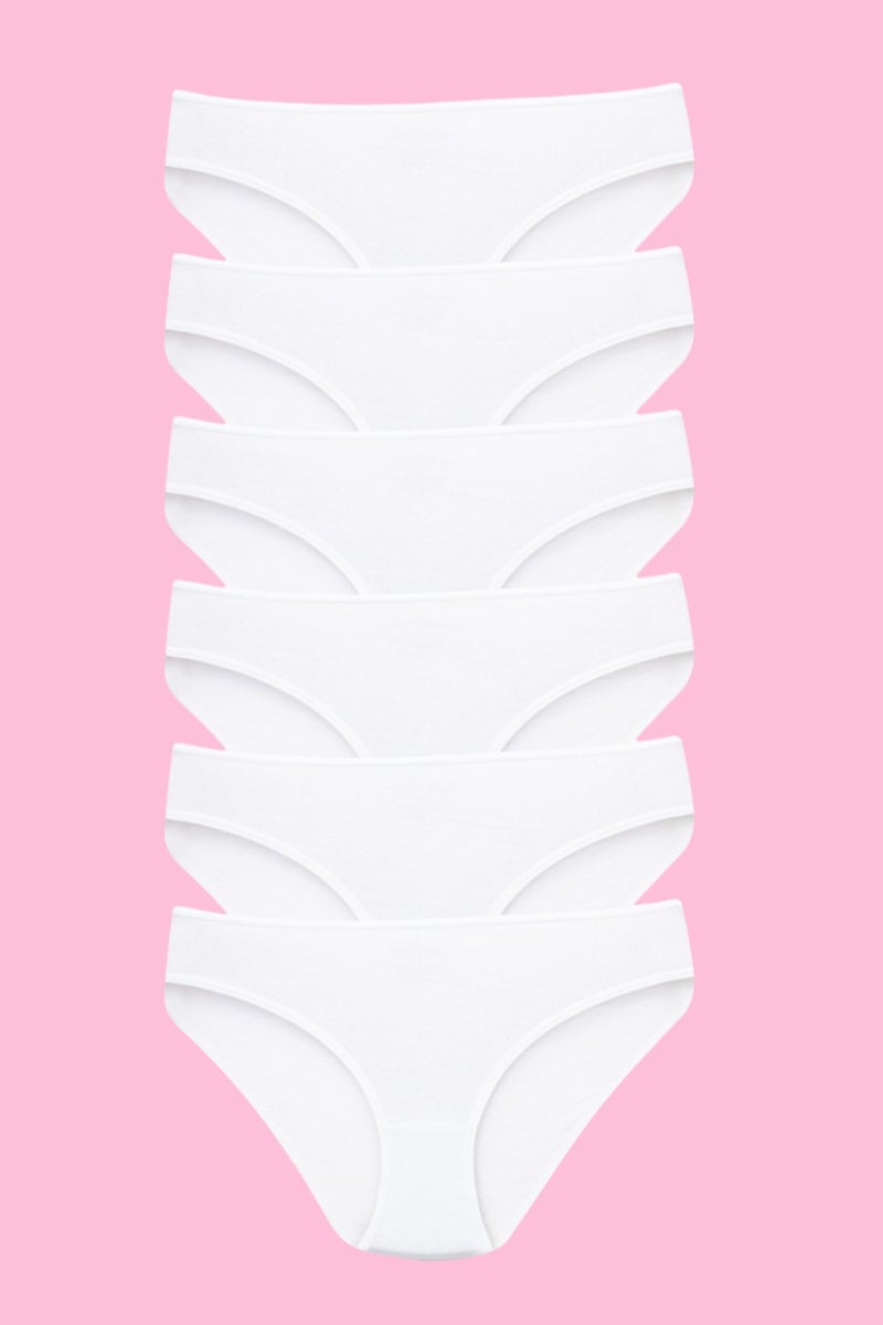 Arma Yıldız Girls Panties White 100% Cotton 6-Pack  - Image 1