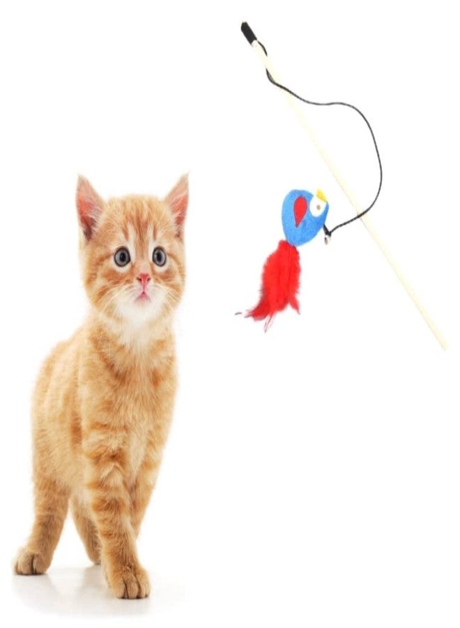BUSHIKO Cat Wand Toy Adjustable Interactive Ball Bell Faux Feather Pet Wand Hollow Chase Interesting Cat Toy for Indoor Pet - Image 1