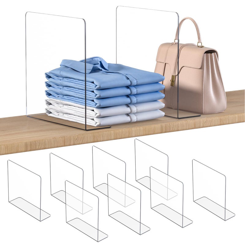 OKPOW Shelf Dividers Closet Organizer 12 Tall X 118 Deep Acrylic Clear Sturdy Separate for Clothes Purse Adjustable Space Saver Easy Install for Home Organization Enthusiasts 8 Pack - Image 2
