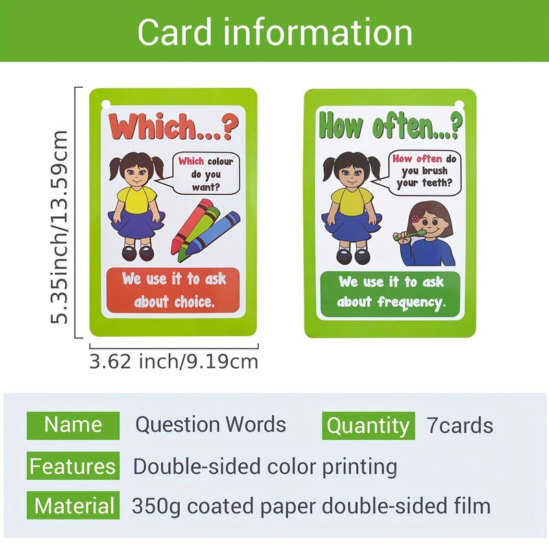 12 Groups Question Words Learning Flashcards For Youngsters English Sentences Educational Cards Pre-Kindergarten School Supplies - Image 3