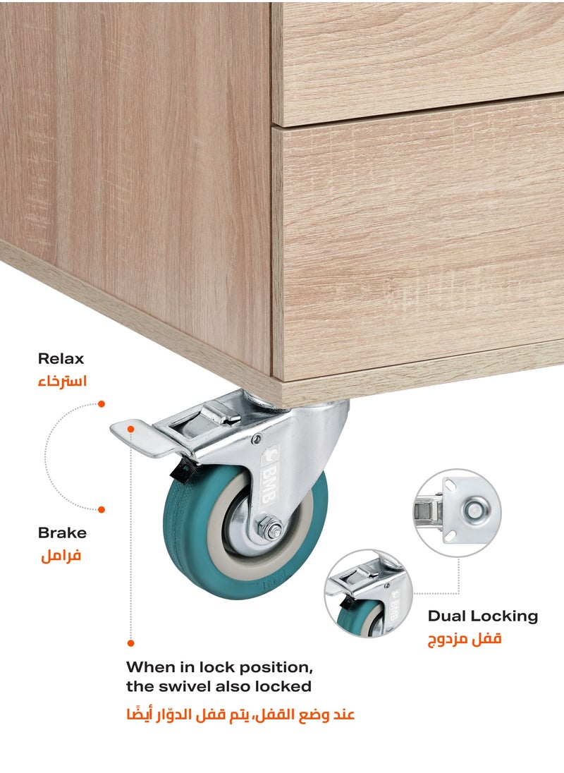 BMB tools 4-Piece Grey Rubber Caster - Plate - Swivel with Brake / 75mm  - Image 3